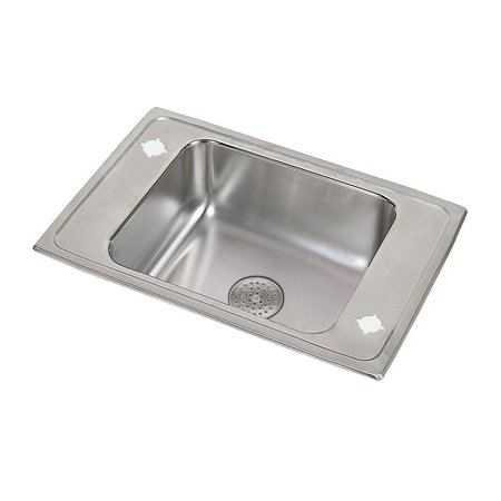 Lustertone Stainless Steel 31X19-1/2X7-5/8 Single Bowl Top Mount Classroom Sink W/Perfect Drain Grid -  ELKAY, DRKR3119PDFR2